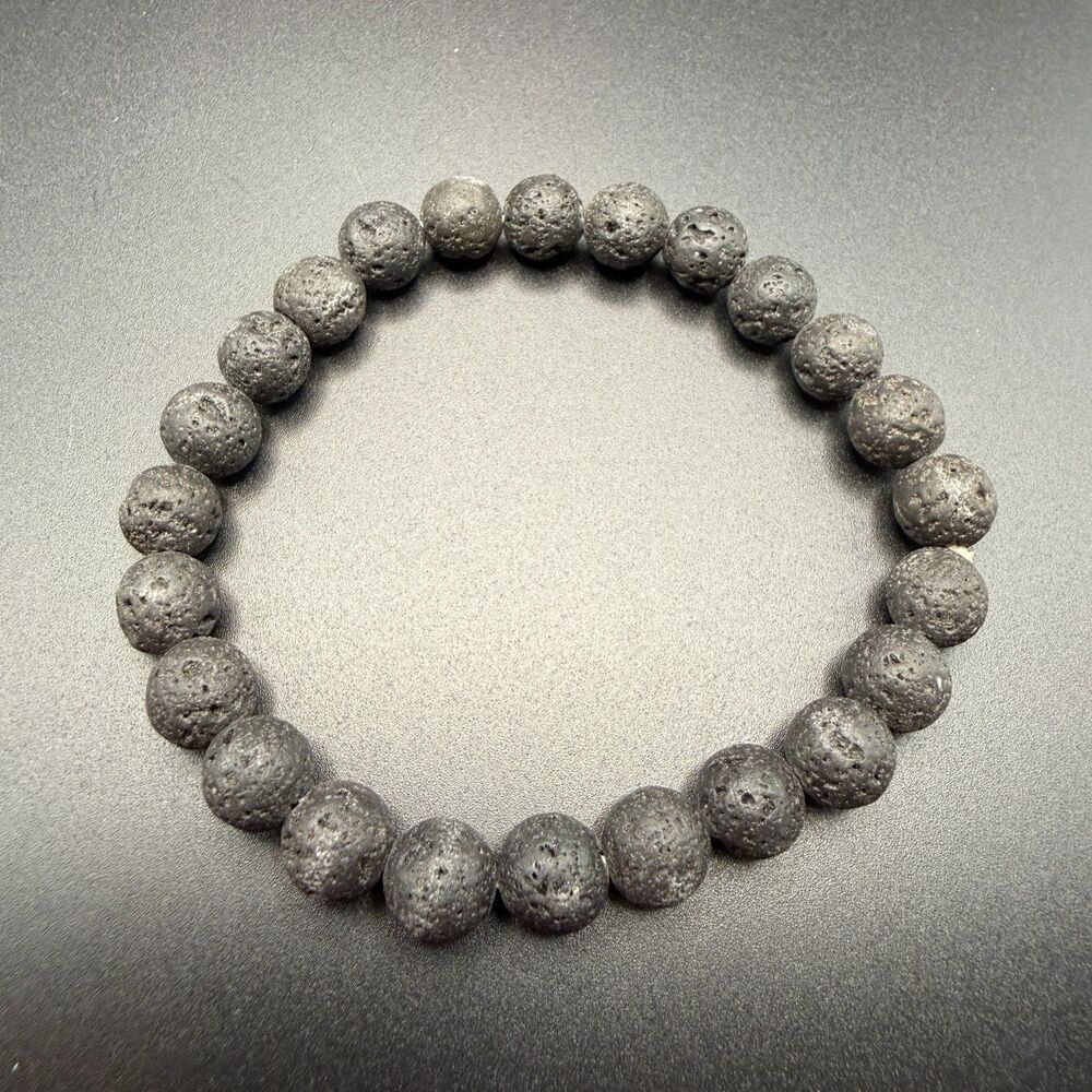 Stretch Unisex Black Lava Rock Volcanic Stone Diffuser Bracelet